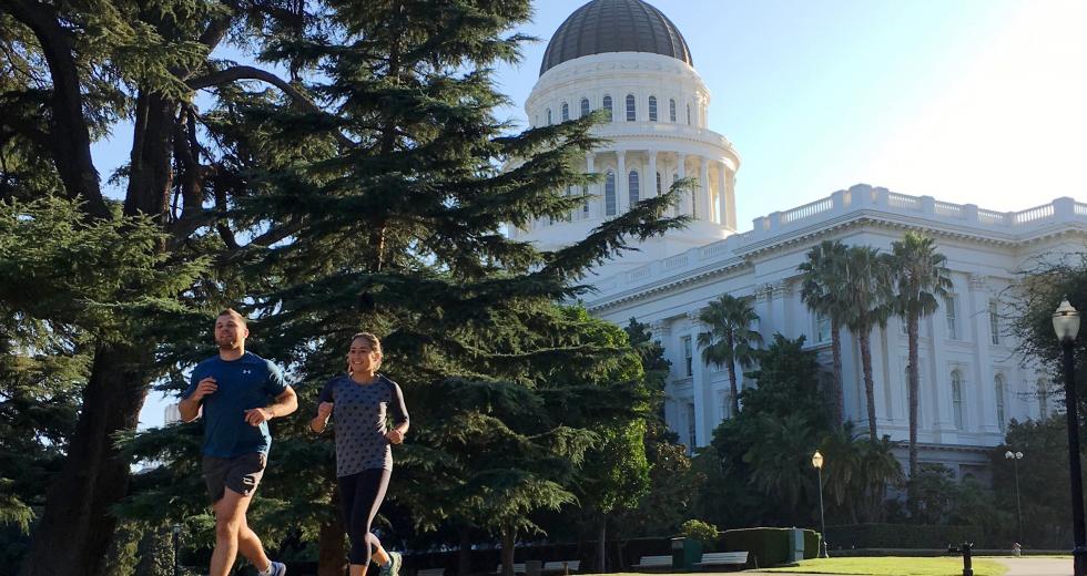 Jenn Kistler-McCoy goes for a run by the California State Capitol. (Photo courtesy Jenn Kistler-McCoy)