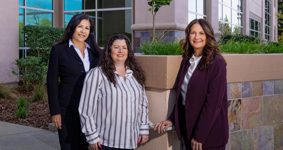 Pictured: Ruth Alexander, Escrow Officer, Folsom Office; Katie Burres, Assistant, Folsom Office; Christy Ekstrand, President, Greater Sacramento Division