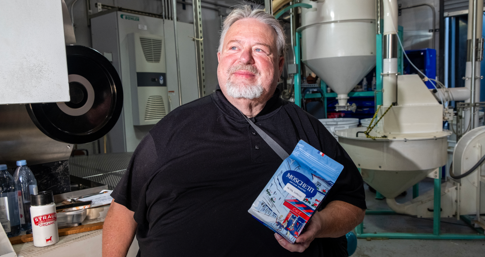 Fabrice Moschetti owns Moschetti Artisan Roaster in Vallejo. As an importer of coffee grown abroad, he has ridden the ups and downs of tariffs. (Photo by Karlos Rene Ayala)