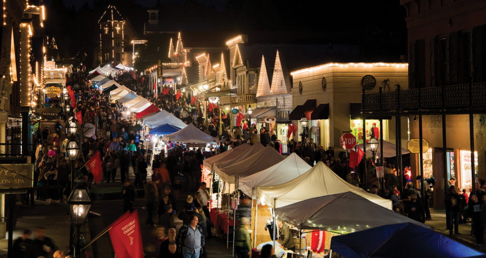 Nevada City's beloved Victorian Christmas festival began in 1978 and draws visitors from far and wide to the quaint, historic town. (Photo courtesy of the Nevada City Chamber of Commerce)
