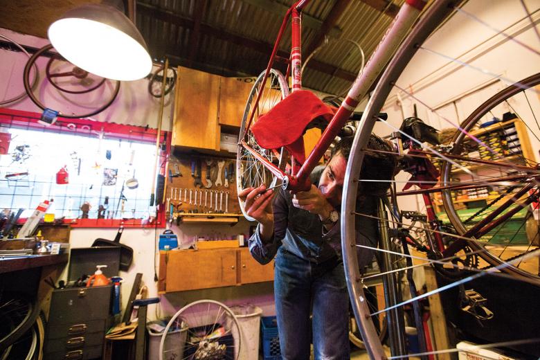 “If they were crappy then, they are still crappy now,” Quarles says. But “nice bikes are like a kinetic sculpture. It’s like a functional piece of art that also has this history behind it.” “If they were crappy then, they are still crappy now,” Quarles says. But “nice bikes are like a kinetic sculpture. It’s like a functional piece of art that also has this history behind it.”