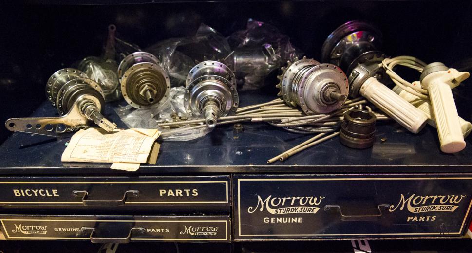 Quarles has collected drawer upon drawer of vintage parts and tools that go back as far as the 1950s — still in their original packaging — making him a go-to for vintage bike repair (though he says he’ll work on anything “new, old or esoteric”). Quarles has collected drawer upon drawer of vintage parts and tools that go back as far as the 1950s — still in their original packaging — making him a go-to for vintage bike repair (though he says he’ll work on anything “new, old or esoteric”).