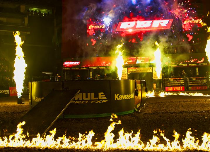 Pre-competition pyrotechnics at the Golden 1 Center.