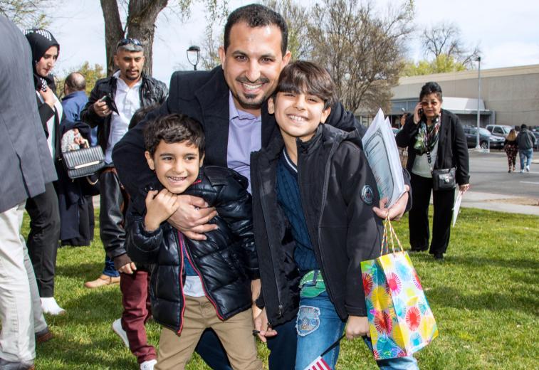 Khaleel and his boys celebrate their U.S. citizenship.