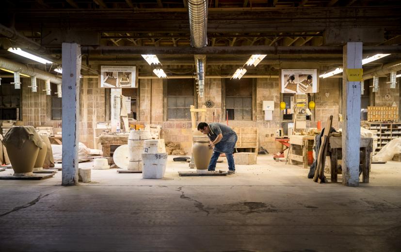 “We work in a history museum,” says Jamie Farnham, national sales manager for Gladding, McBean in Lincoln. Parts of the historic building have remained untouched for decades.