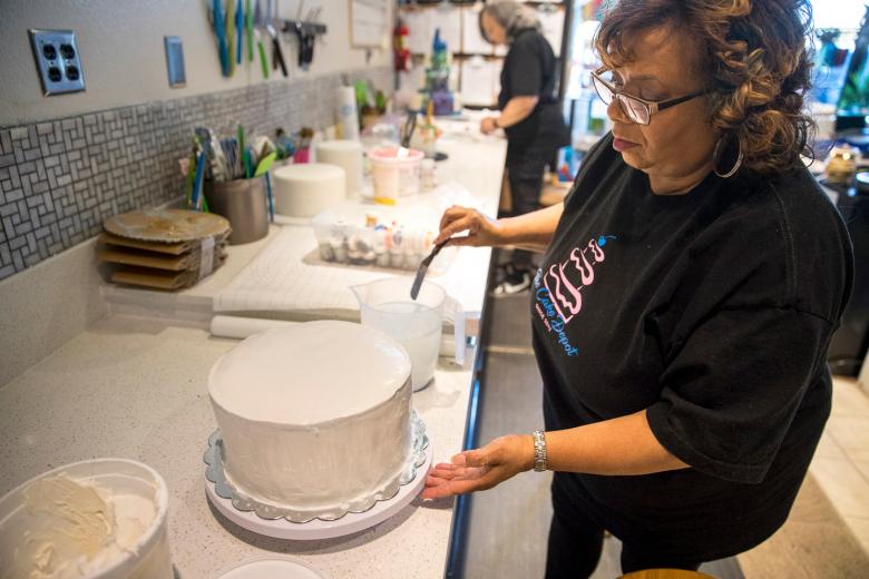 For 30 years Burks and Odom ran cottage industry endeavors — baking cakes for friends and family, and calling on each other to help with big orders — outside of their full-time careers with the government. "We were thinking about retirement and thought we could go into this together," Burks says, adding, “Yvonne started doing the elaborate 3D cakes, she just picked it up.