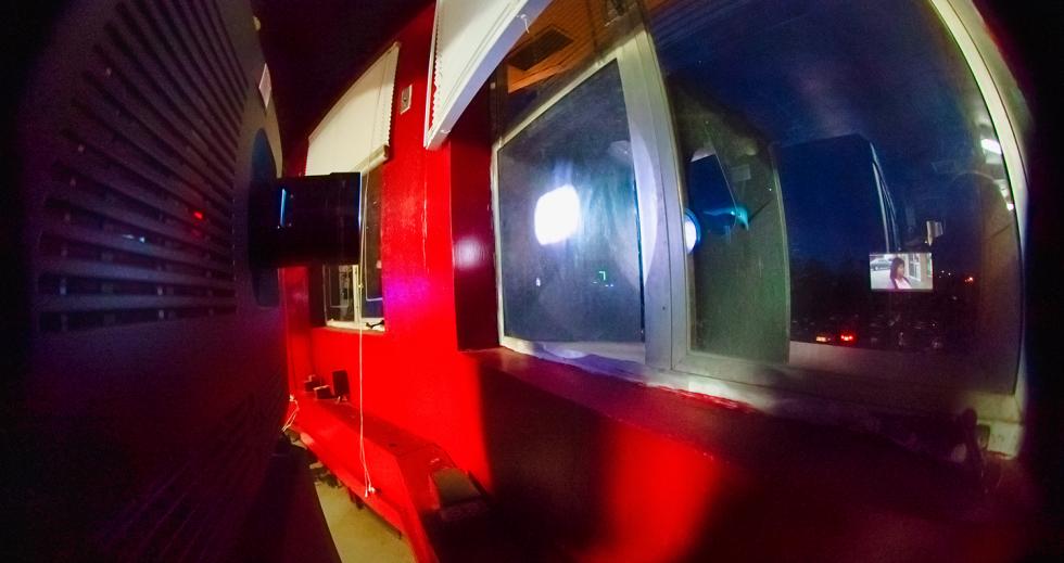 A close-up look at one of the six projectors as it beams “Aladdin” onto a screen at West Wind Drive-In in June.