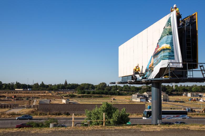 Crew member Daniel Stutes (bottom) joined Outfront Media as a billboard installer in 2002. Rick Barton (top) has been part of the company since 1999. Crew member Daniel Stutes (bottom) joined Outfront Media as a billboard installer in 2002. Rick Barton (top) has been part of the company since 1999.