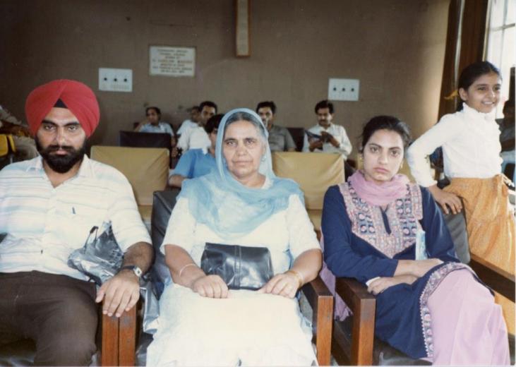 Jasbir Kang waiting with his mother and sister at the Chandigarh Airport before leaving for the U.S. in 1986. (Photos courtesy of the Kang family and the UC Davis Pioneering Punjabis Digital Archive)