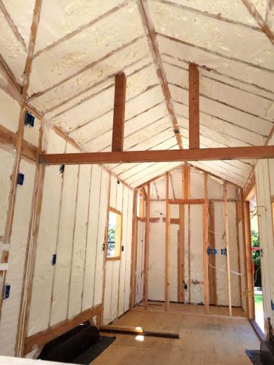 Right after the Icynene spray foaming was applied Right after the Icynene spray foaming was applied