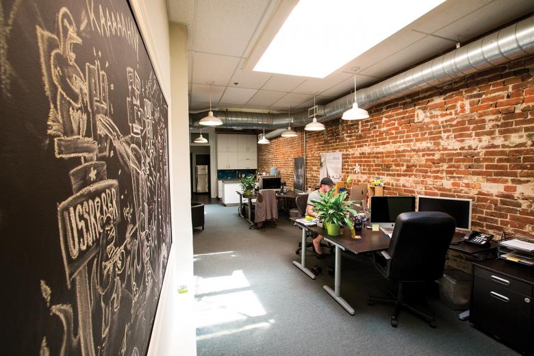 Walls are meant for decorating. That's the philosophy at Misfit, where chalkboard paint allows for spontaneous art and scribbling.  Walls are meant for decorating. That's the philosophy at Misfit, where chalkboard paint allows for spontaneous art and scribbling.