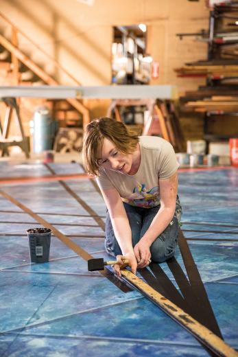 In the weeks leading up to a production, Reno will come in at all hours to paint, build and direct to ensure the set is perfect. In the weeks leading up to a production, Reno will come in at all hours to paint, build and direct to ensure the set is perfect.
