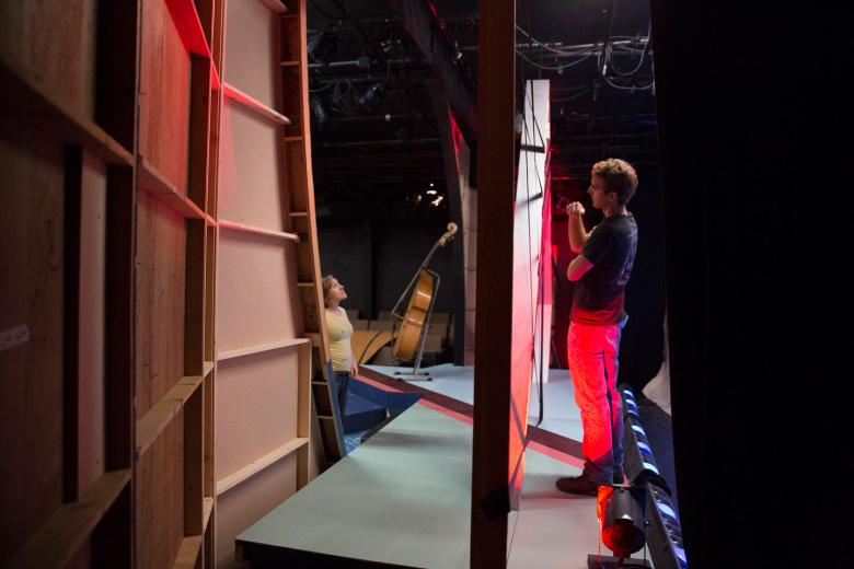 Based on the vision of the set designer, Schmidt decides what materials will be used and finalizes the build draftings — minding the theater’s tight timeframe. “A typical theatre company will put on 6-8 shows a year, and here we average 18,” Schmidt says. “I am usually working on the budget for the next set before the current one is done being built.” Based on the vision of the set designer, Schmidt decides what materials will be used and finalizes the build draftings — minding the theater’s tight timeframe. “A typical theatre company will put on 6-8 shows a year, and here we average 18,” Schmidt says. “I am usually working on the budget for the next set before the current one is done being built.”
