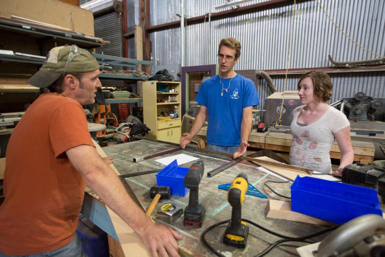 Parker (pictured left) is often brought in during the planning stages for tricky pieces of scenery — like something that will need to perform a complicated movement — to make sure the artistic vision can be executed properly. Parker (pictured left) is often brought in during the planning stages for tricky pieces of scenery — like something that will need to perform a complicated movement — to make sure the artistic vision can be executed properly.