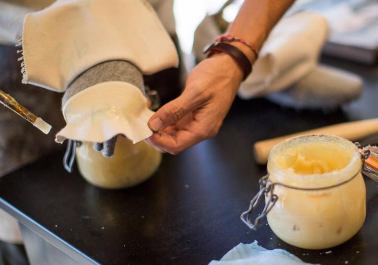 Inspired, he bought an old textbook on the artistry of shoemaking and spent years teaching himself the trade. Inspired, he bought an old textbook on the artistry of shoemaking and spent years teaching himself the trade.