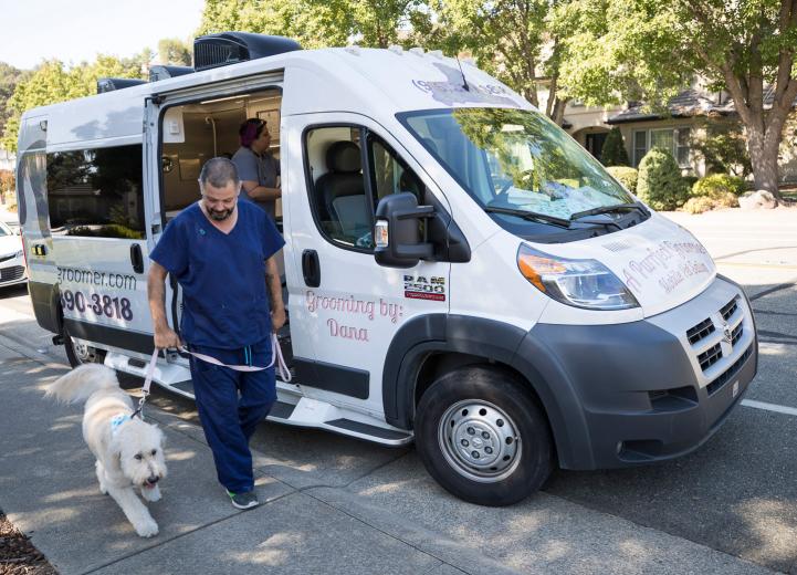 The groomers now have a client list of about 250 and see between 10-15 animals a day, spending an hour per pet. The full-service treatment includes bathing, a blow out, nails trimmed, teeth brushed, ears cleaned, glands expressed and a haircut. “We’re pretty efficient in getting things done, and we’re in and out while you’re drinking your morning coffee,” Alex says.
