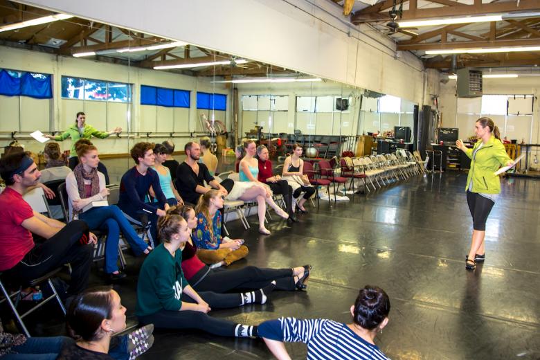 Artist Maren Conrad (right) meets with members of the Sacramento Ballet to discuss her project for WAL's dance studio Artist Maren Conrad (right) meets with members of the Sacramento Ballet to discuss her project for WAL's dance studio