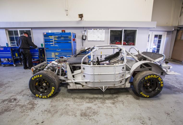 "The art to building a car is to build it as light as you can," he says. His mechanics use lightweight tubing and drill holes into the frame to eliminate unnecessary weight. "The car will go around the corner faster if the weight is down low, and it will roll over if it's top heavy," McAnally says.   "The art to building a car is to build it as light as you can," he says. His mechanics use lightweight tubing and drill holes into the frame to eliminate unnecessary weight. "The car will go around the corner faster if the weight is down low, and it will roll over if it's top heavy," McAnally says.