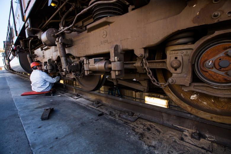 These modern engines can move 1 ton of cargo 500 miles on a single gallon of gas, but their mechanical components can take a beating. Brakes, for example, are changed every time an engine comes in for fuel — about every two weeks. After a million miles, the engines receive a complete overhaul. These modern engines can move 1 ton of cargo 500 miles on a single gallon of gas, but their mechanical components can take a beating. Brakes, for example, are changed every time an engine comes in for fuel — about every two weeks. After a million miles, the engines receive a complete overhaul.