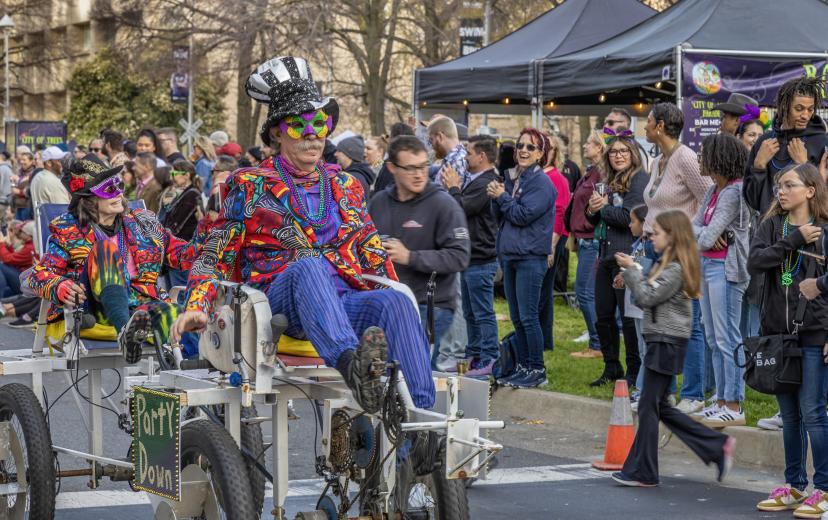 A most unconventional handmade cycle built for two was among the Kinetic Sculpture rolling stock.