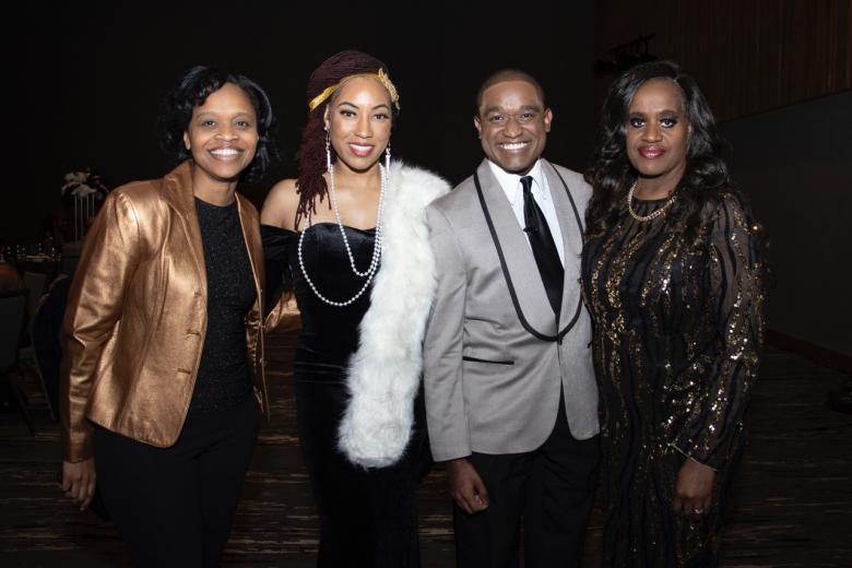 Marinda Johnson Sessoms, owner, JUST TRIND Productions; Myesha Yates, director of operations, Capital Black Chamber; Chris Thomas, anchor, ABC10; and Dr. Marcellene Watson-Derbigny, associate vice president for student retention and academic success, Sacramento State