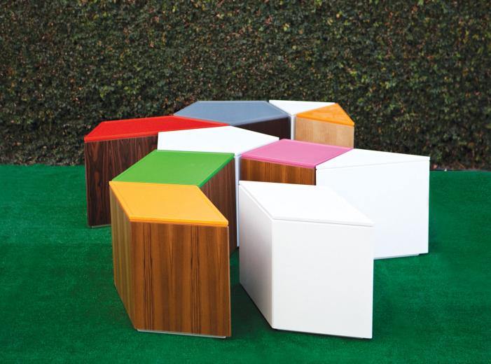 Matt Lechowick's storage cabinets can be repositioned to suite users' needs. Matt Lechowick's storage cabinets can be repositioned to suite users' needs.