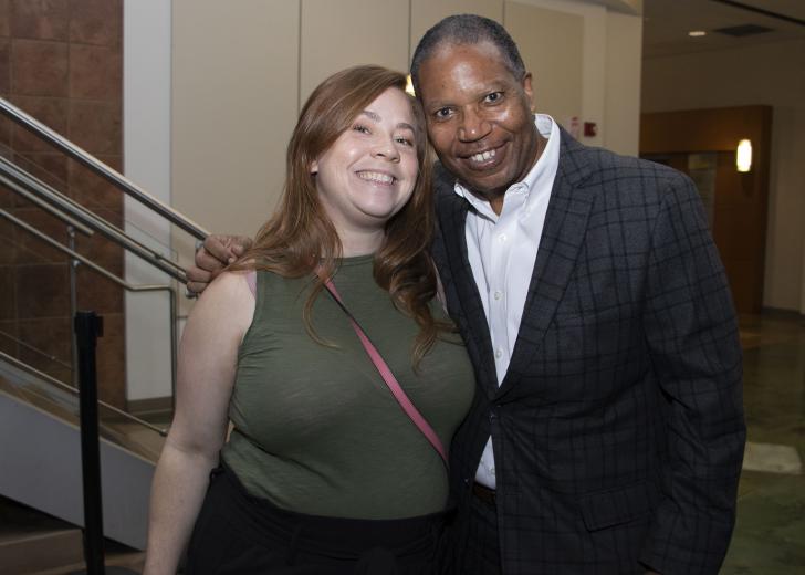 Danielle Bettencourt, owner, Streets of London Pub, and P. Anthony Thomas, regional director of government affairs for the West Region, Cresco Labs