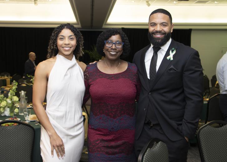 Ayahna Gonzales, student, Sacramento State; Terecia Gonzales; Brandon Gonzales, honoree and owner, Flawless Boxing, and boxing coach, Sacramento State