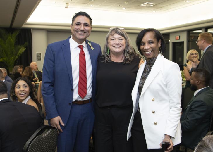 Dr. Art Pimentel, honoree and president, Folsom Lake College; Dr. Jenni Murphy, dean of the college of continuing education, Sacramento State; and Dr. Stephanie Storms, interim dean of undergraduate and graduate studies, Sacramento State
