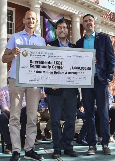 Kevin McCarty, California state assemblymember; Dr. Richard Pan, California state senator; David Heitstuman, CEO, Sacramento LGBT Community Center