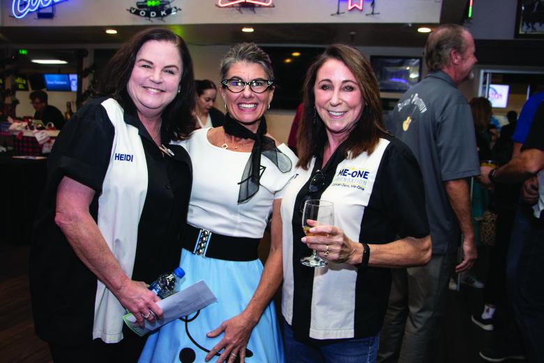 Heidi Wieser, founder and board member, Me-
One Foundation, and clinic nurse manager, UC Davis Comprehensive Cancer Center; Sheri Lewis, co-owner, Foothills Bowl; and Kat Maudru, board member, Me-One Foundation, and public relations manager, PRIDE Industries