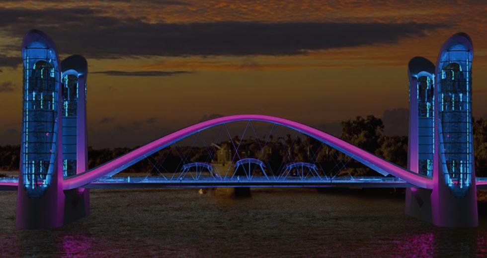 A rendering of the "Spring" Version 2 concept design for the replacement I Street Bridge as it appeared during a community event Thursday evening in Old Sacramento. (Photo courtesy T.Y. Lin International Group/I Street Bridge Replacement Project)