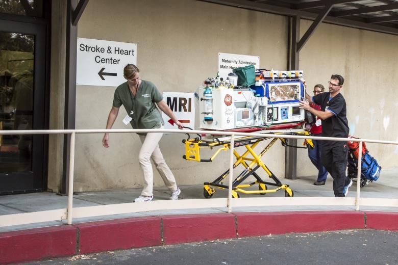 One of the last preemies from the neonatal intensive care unit is transported from Sutter Memorial Hospital just after 7 a.m. on Saturday, August 8, 2015. The NICU was relocated to Sutter's new Anderson Lucchetti Women's and Children's Center about two miles away.  One of the last preemies from the neonatal intensive care unit is transported from Sutter Memorial Hospital just after 7 a.m. on Saturday, August 8, 2015. The NICU was relocated to Sutter's new Anderson Lucchetti Women's and Children's Center about two miles away.