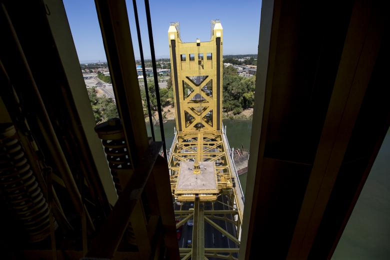 The two electric motors that power Tower Bridge are housed in the control center above the highway. Their names are Fred and Ethel. "So we know who is who," says Bennet.  The two electric motors that power Tower Bridge are housed in the control center above the highway. Their names are Fred and Ethel. "So we know who is who," says Bennet.