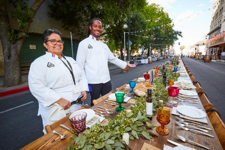 Catalina Sandoval de Madrueno and Richard Hester, student chefs, San Joaquin Delta College