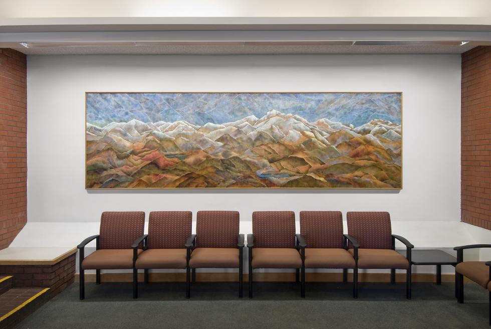 Large enamel piece in the University Tower lobby at the UC Davis Med Center. 
(Photo courtesy Susan Willoughby)