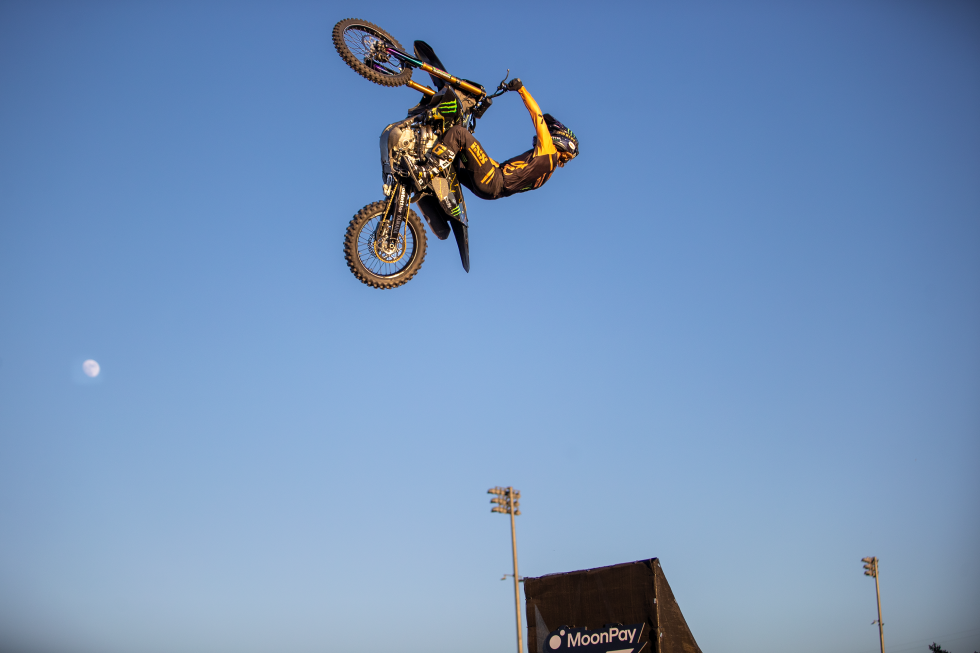Belgium’s Julien Vanstippen lifts off during the Moto X Best Whip Finals on Friday, June 26.
