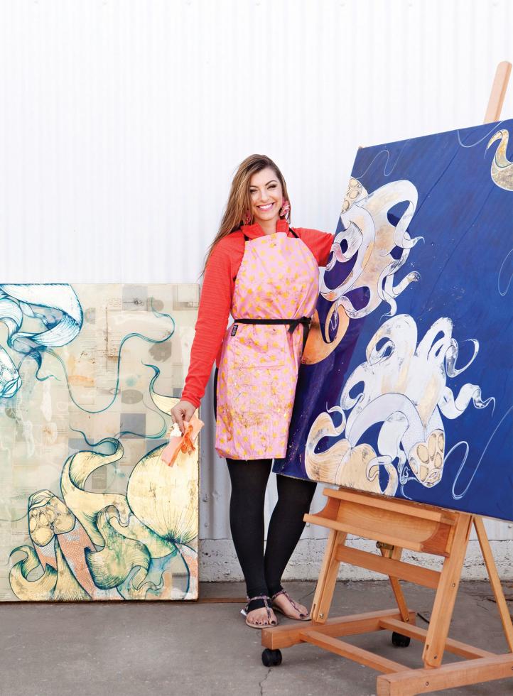 Maren Conrad's oil paintings were the inspiration for her 2014 linen line. 