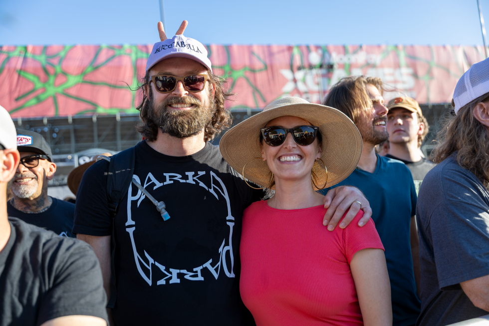 Oakland’s Tobias Butler and Sasha Nochimow were along the railing during the Women’s Skateboard Park Finals Friday, June 26, saying they were staying in a hotel and going to all three days.