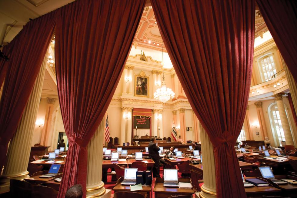 A handful of legislators stayed on the Senate floor while Democrats caucused before passing the water bill.