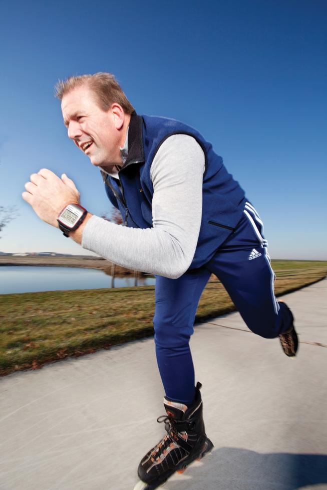 Bruce Coolidge, programming director for Capital Athletic Club in downtown Sacramento, wears a Garmin Forerunner 305.