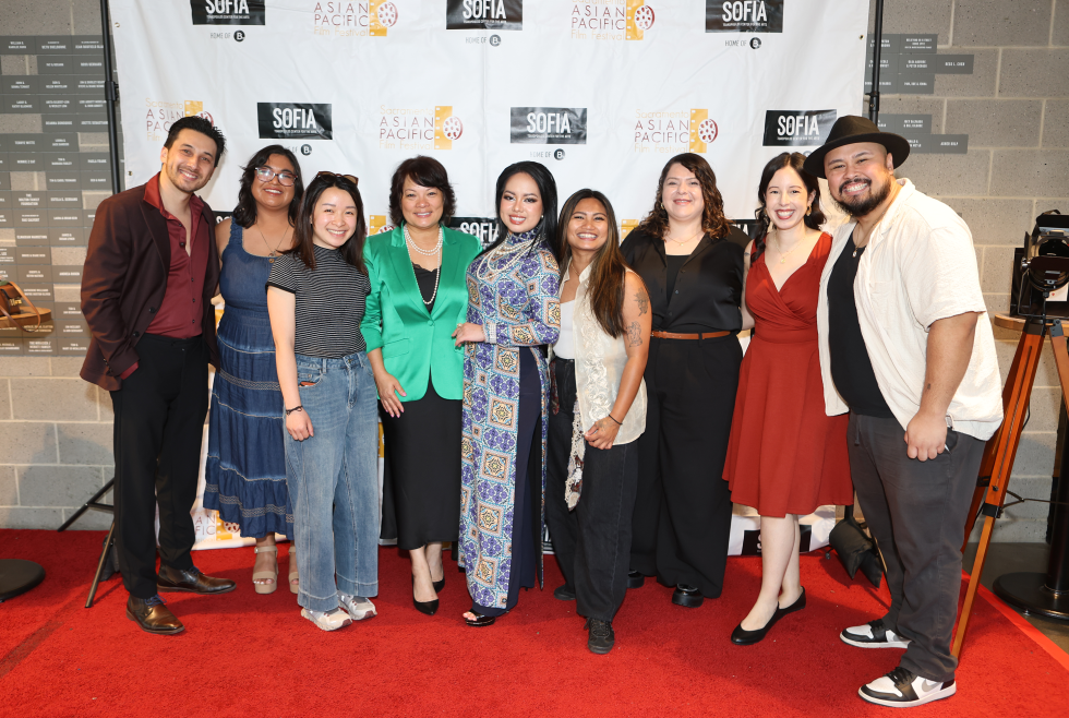The team behind the film "And Then We Rise" pose for photos after the screening. (Photo by Elmer Javier, courtesy of SAPFF)